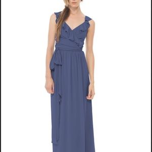 Joanna August Lacey Long Wrap Dress in "Blue Moon"